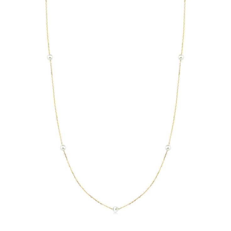 "A timeless pearls paired with a modern gold chain will be an elegant update for your classical outfits. You will always look noble and shiny with this timeless 14k solid gold station pearl necklace. STATION*PEARL*NECKLACE ‣ 2 Years Warranty ‣ Free Express International Shipping ‣ Free returns within 30 days from the order date Features * Made to Order. * Material: Solid Gold (real solid gold, no gold-filled or no gold plated material) * Gold KT: 14K * Gemstone: Majorica Pearl * Number of Pearls Elegant 14k Gold Pearl Drop Necklace, Classic Single Strand Pearl Necklace In 14k Gold, Classic 14k Gold Pearl Necklace, 14k Gold Clavicle Chain Pearl Necklace For Formal Occasions, Elegant Yellow Gold Akoya Pearl Necklaces, Elegant 14k Gold Pearl Necklace With Pearl Charm, Formal 14k Gold Pearl Necklace With Clavicle Chain, Elegant 14k Gold Pearl Pendant Necklace, Classic Akoya Pearl Clavicle Chain Necklace