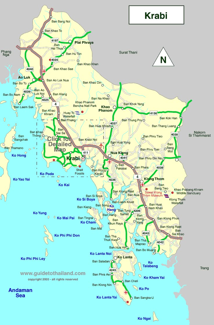 a large map of the island of krabi with all roads and major cities