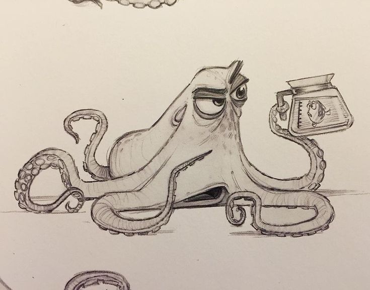 a drawing of an octopus with a jar of tea on it's back legs