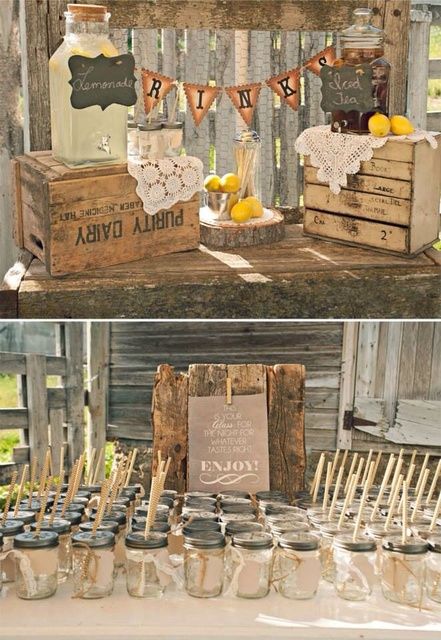 an image of a table with food on it and some drinks in the bottles next to it