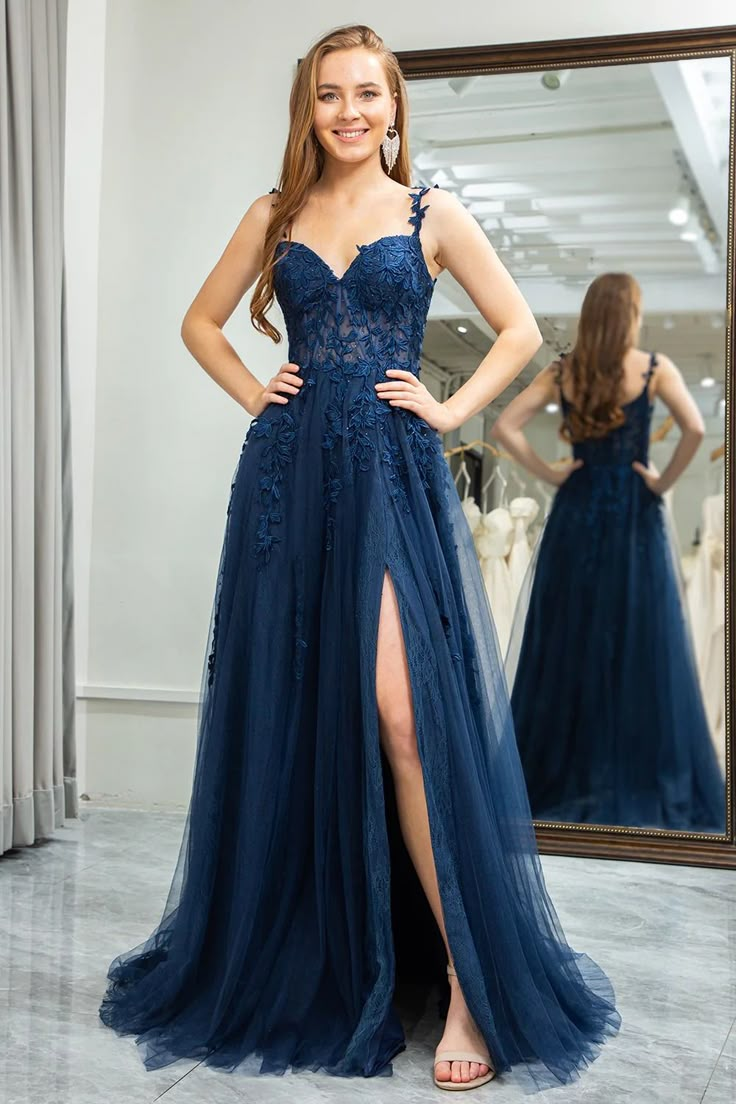 Navy Prom Dress, Ring Dance, Ball Outfits, Prom Dresses A Line, Prom Dress A Line, Sweetheart Evening Dress, Fantastic Dress, Different Wedding Dresses, Navy Prom Dresses