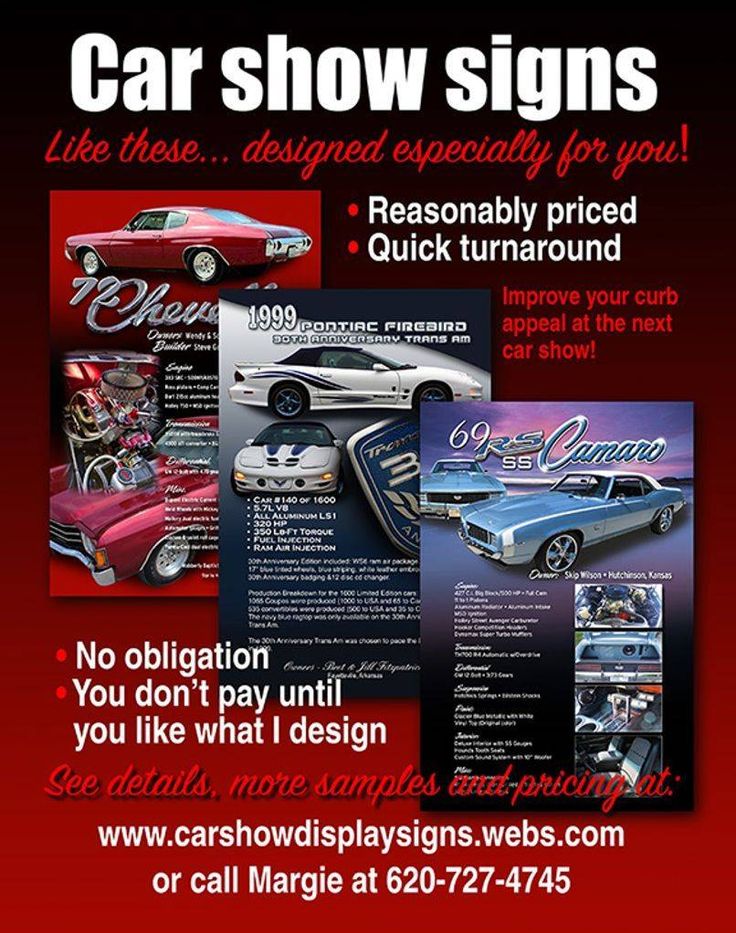 an advertisement for car show signs