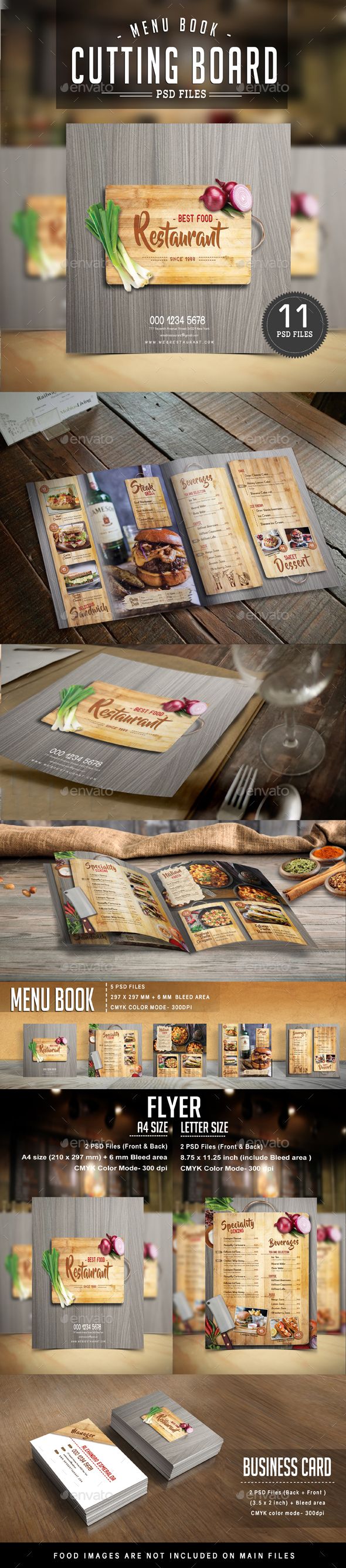 an image of a menu cover with the words cutting board on it