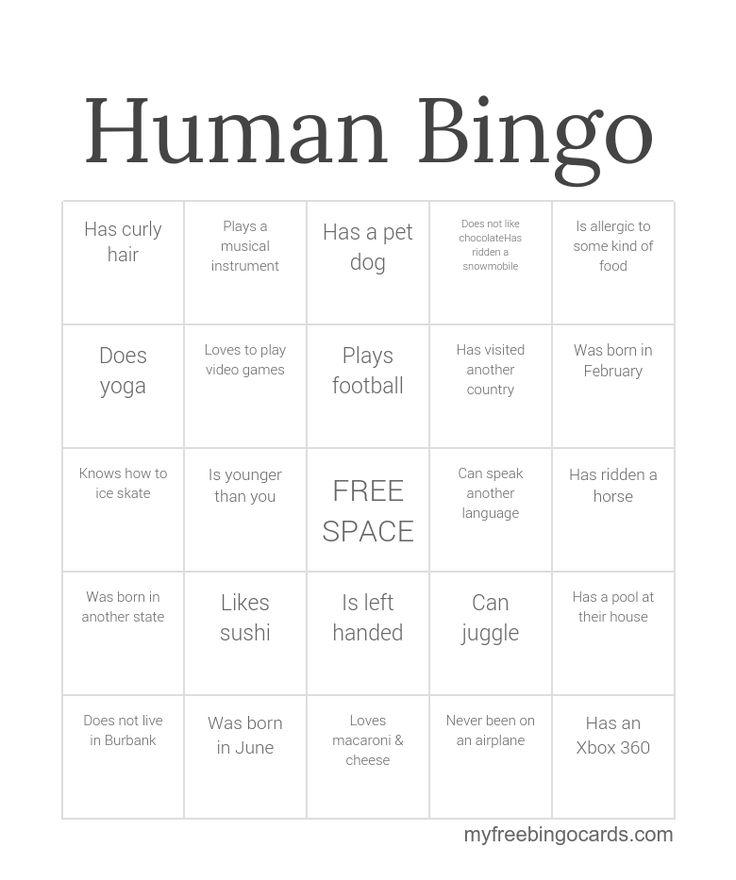 a printable human bingo game for dogs