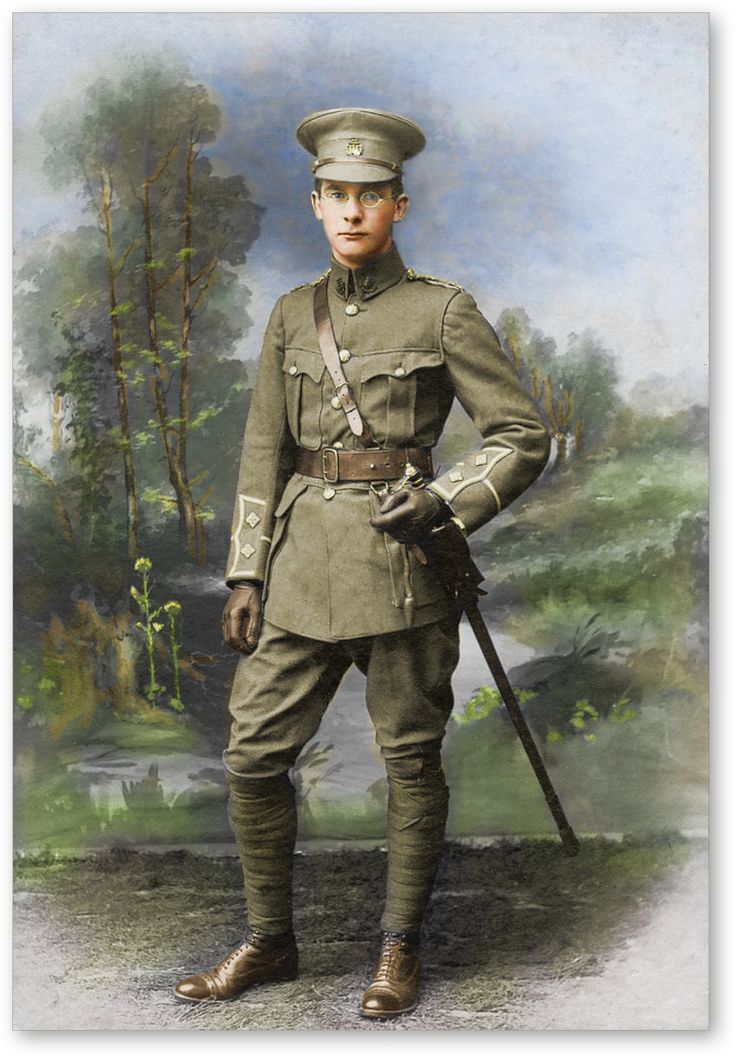 a painting of a man in uniform with a cane standing next to a river and trees