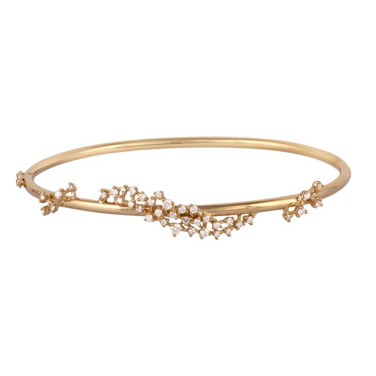 18k Yellow Gold, Diamonds 0.60ct. Luxury Oval Bangle For Wedding, Luxury Yellow Gold Bangle With Elegant Design, Luxury Oval Gold Bracelet For Women, Oval Bangle, Gold Fine Jewelry, Elegant Gold Jeweled Bangle, Bangle Gold, Gold Plated Diamond Bangle Bracelet, Delicate Gold Diamond Bangle Bracelet