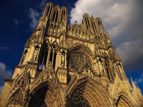 the large cathedral has many windows on it