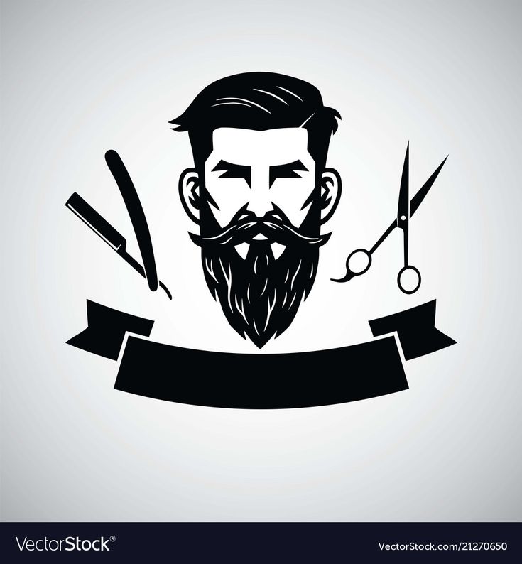 a man with a beard and scissors on a white background eps file available for use in the web