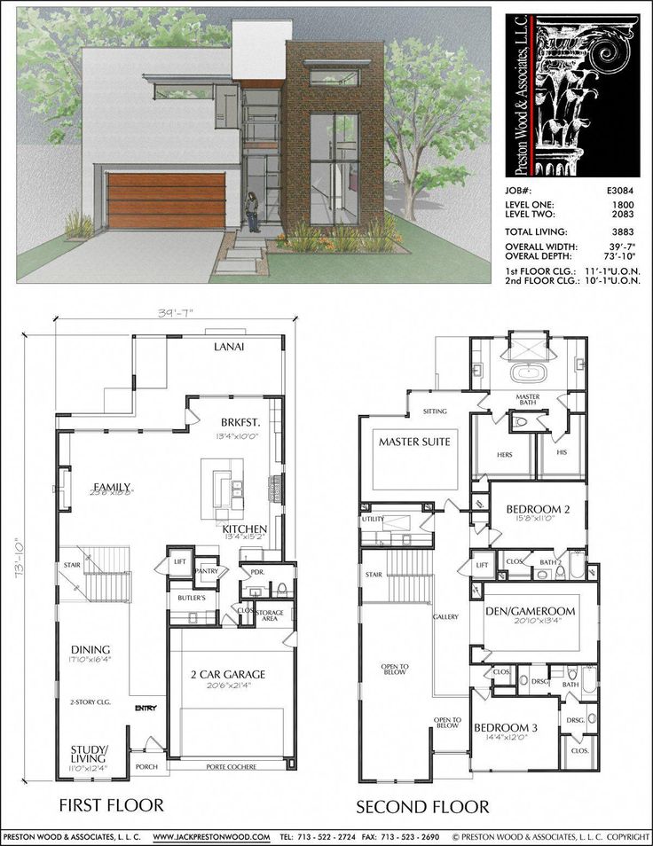 two story house plans with floor plans and measurements