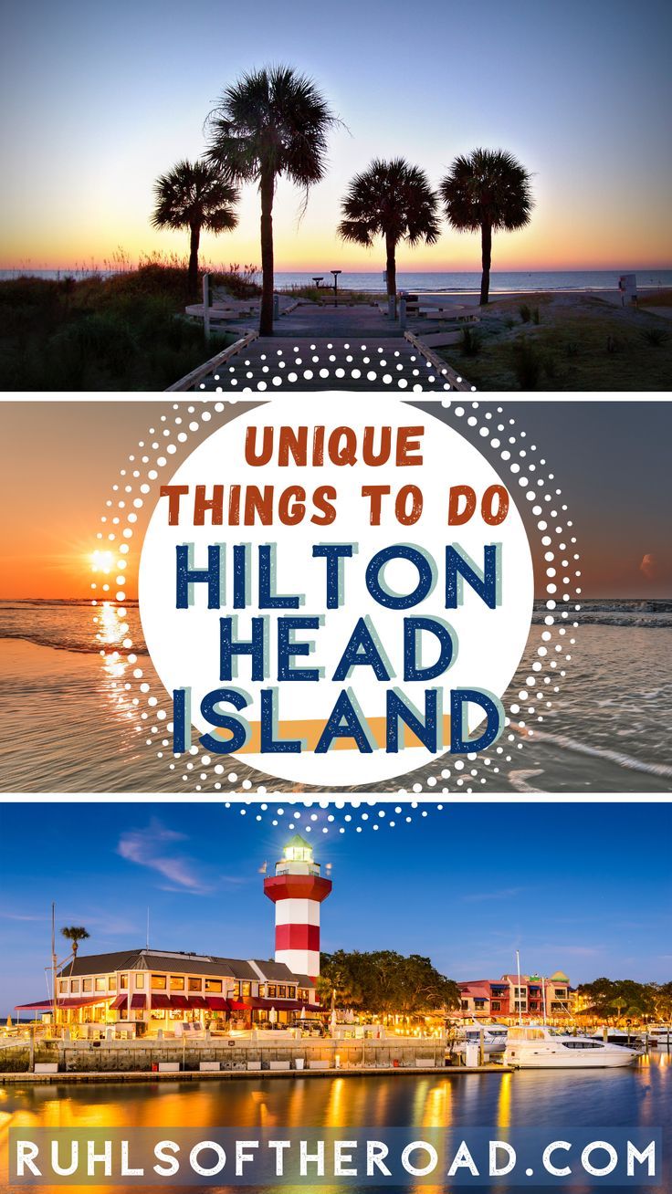 three different pictures with the words unique things to do in hilton island