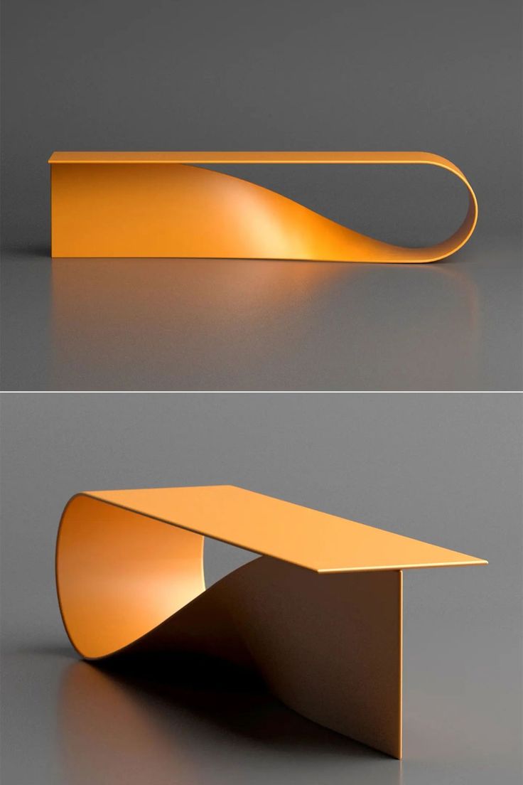 Deniz Aktay Bends Single Metal Stripe Into a Sculptural Low Coffee Table Interesting Furniture Creative, Interesting Table Design, Low Coffee Tables, Organic Industrial Design, Modular Design Product, Sign Design Ideas, Simple Product Design, Creative Coffee Table Ideas, Creative Furniture Design