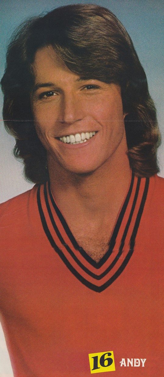 an advertisement for andy's baseball team featuring a smiling man with long hair and white teeth