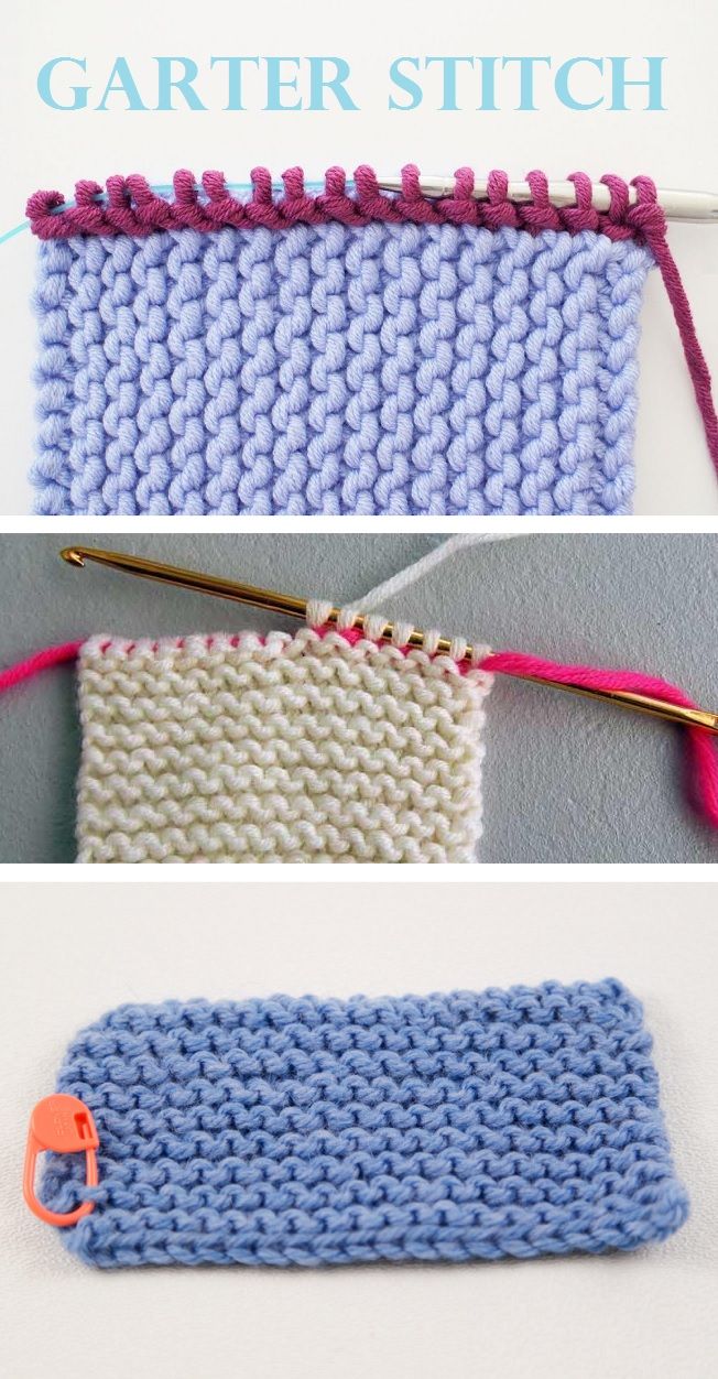 two pictures showing how to crochet the garter stitch on an old sweater