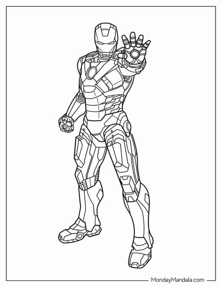 iron man coloring pages for kids to print out and color on the page, it ...