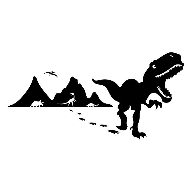 a black and white silhouette of a dinosaur