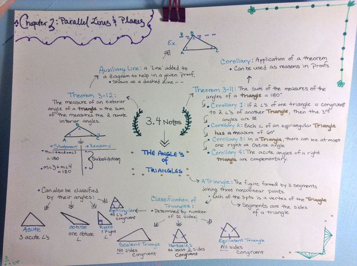 a piece of paper that has some writing on it with different types of triangles and numbers