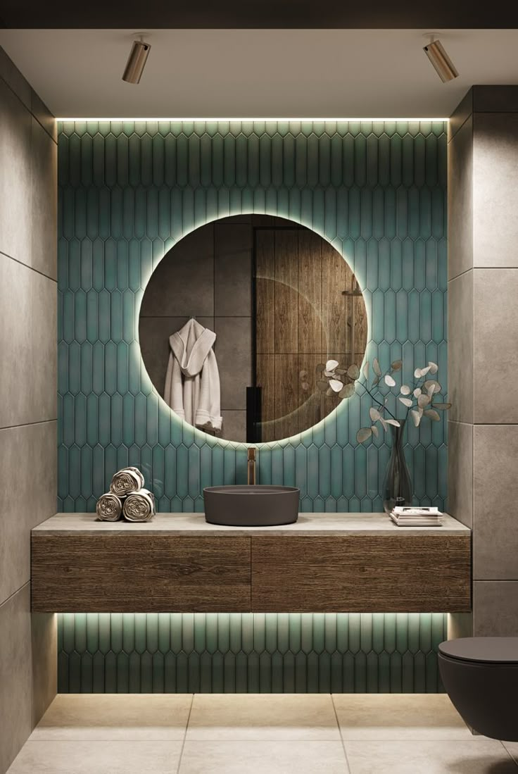 Shower, blue tiles, black plumbering Bathroom Design With Black Tiles, Blue Black Bathroom Ideas, Bathroom Dark Blue Tiles, Bathroom Mixed Tiles, Modern Blue Bathroom Design, Blue Tiles For Bathroom, Bathroom Blue Tile Ideas, Blue Tiles Bathroom Ideas, Stone Wood Bathroom