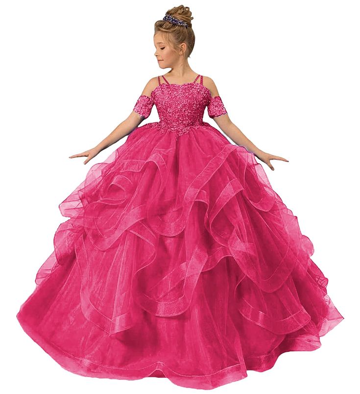 PRICES MAY VARY. Zipper closure Sparkly Dresses For Kids, Floor-length Gown With Ruffles For Pageant, Floor-length Pink Ball Gown, Ruffled Ball Gown Princess Dress For Quinceanera, Quinceanera Princess Dress With Ruffles, Princess-style Gown With Ruffles For Pageant, Princess Style Gown With Ruffles For Pageants, Princess Style Gown With Ruffles For Pageant, Princess Dress With Ruffles For Pageant