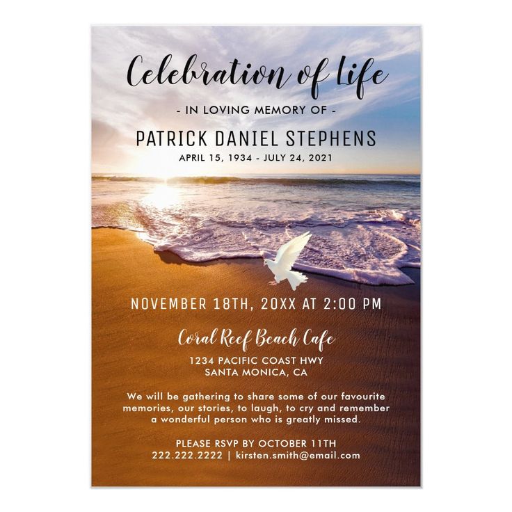 Beach Celebration of Life Funeral Invitation | Zazzle | Celebration of ...