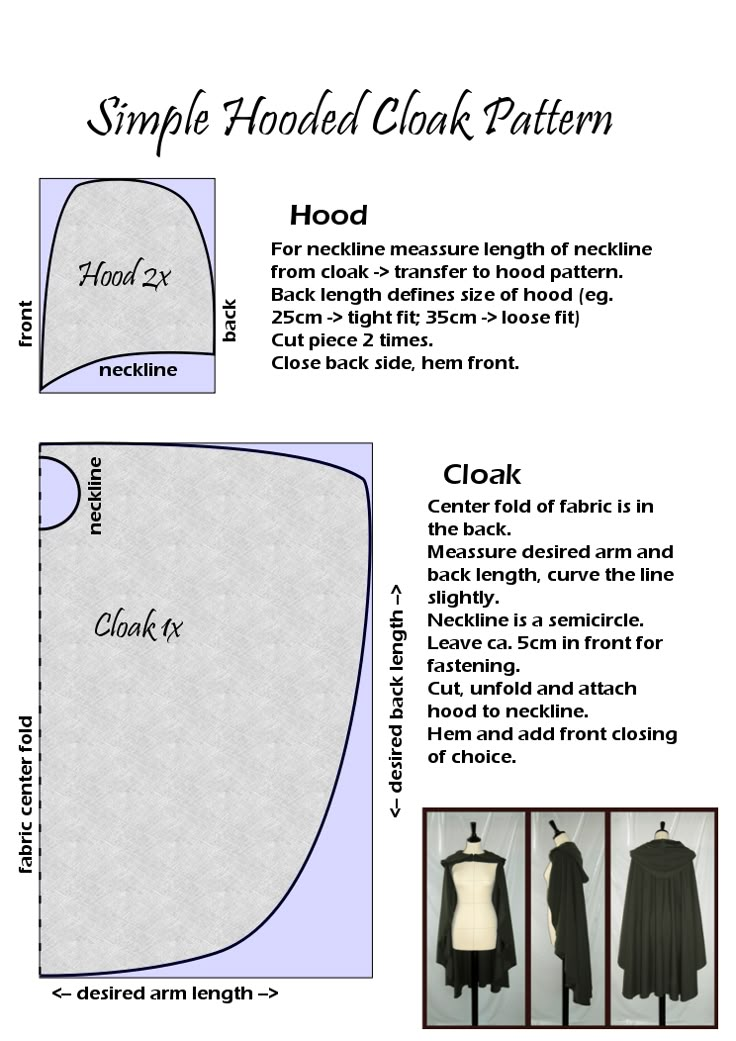 a diagram showing how to make a hooded cloak