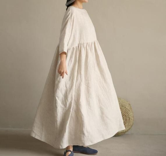 This is a women dress make with 100% linen fabric.we design it with a casual loose style.this linen women dresses also could be made with other colors.for other women coat https://www.etsy.com/shop/liferollpaint?section_id=16669636&ref=shopsection_leftnav_3thick women coatwww.etsy.com/shop/liferollpaint?section_id=18295391&ref=shopsection_leftnav_4long down coatwww.etsy.com/shop/liferollpaint?section_id=16669636&ref=shopsection_leftnav_2women down coatwww.etsy.com/shop/liferollpaint?section_id=1 Solid Color Bohemian Linen Dress For Spring, Beige Linen Solid Color Dress, Casual Beige Linen Dress, Spring Linen Cotton Dress In Solid Color, Plain Spring Dress For Daywear, Plain Spring Daywear Dress, Plain Dress For Daywear In Spring, Relaxed Fit Linen Dresses For Spring, Oversized Solid Color Dress For Spring