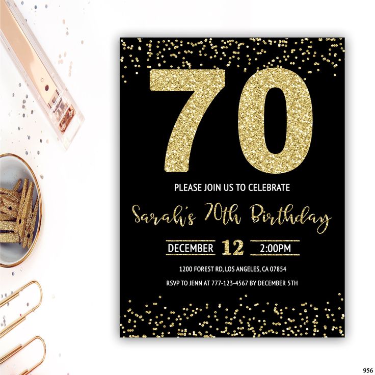 70th birthday invitations 70th birthday party invite gold | Etsy | 70th ... image.