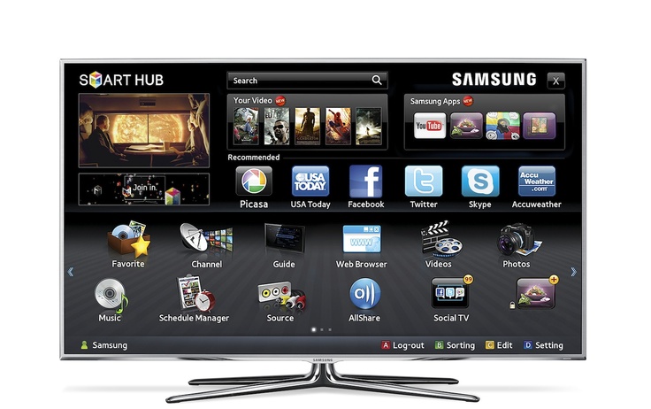 the samsung smart tv is on display