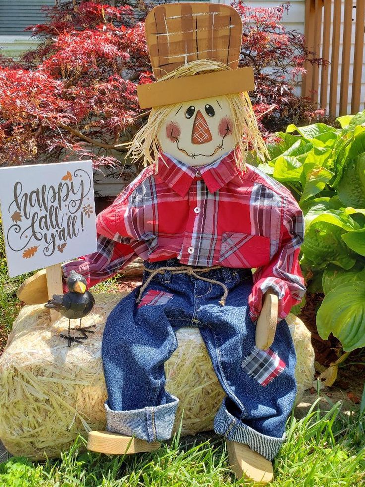 Sitting Scarecrow Wooden Scarecrow Porch Sitter Fall - Etsy | Scarecrow ...