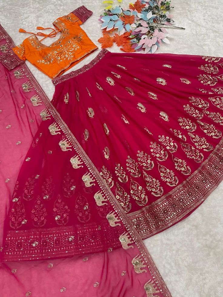 Bridal Lehenga Choli Designer Lehenga Indian Wedding Dress Bollywood Lehenga | eBay Art Silk Sharara For Wedding, Embroidered Lehenga For Wedding Eid, Embroidered Lehenga For Wedding On Eid, Embroidered Lehenga For Wedding Eid Celebration, Embroidered Lehenga For Wedding During Eid, Embroidered Lehenga For Wedding And Eid, Wedding Lehenga With Resham Embroidery In Georgette, Wedding Art Silk Anarkali Set, Georgette Choli For Wedding Diwali Festival