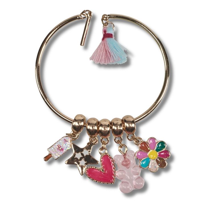 Attention parents, aunties, uncles, and grandparents! Looking for the perfect gift to delight a special girl in your life? Check out the Willow & Ruby Kids Charm Bracelet Set for Girls! This whimsical set features vibrant colors and playful charms: a heart, star, ice cream, flower, and teddy bear, perfect for any occasion. Made with high-quality materials, it's durable for any adventure, ensuring a comfortable fit all day long. Give your child a cherished gift she'll adore. Sparkle and shine wi Playful Friendship Charm Bracelet, Cute Jewelry With Removable Charms For Friendship, Playful Charm Bracelet For Friendship, Cute Nickel-free Charm Bracelet For Friendship, Cute Charm Bracelets For Friendship, Playful Charms Jewelry For Birthday, Playful Pink Charm Bracelets, Pink Fun Charm Bracelet, Cute Dangle Charm Bracelet