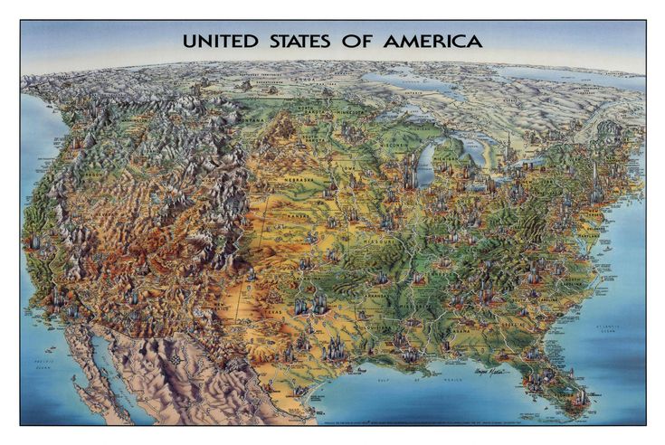 an illustrated map of the united states