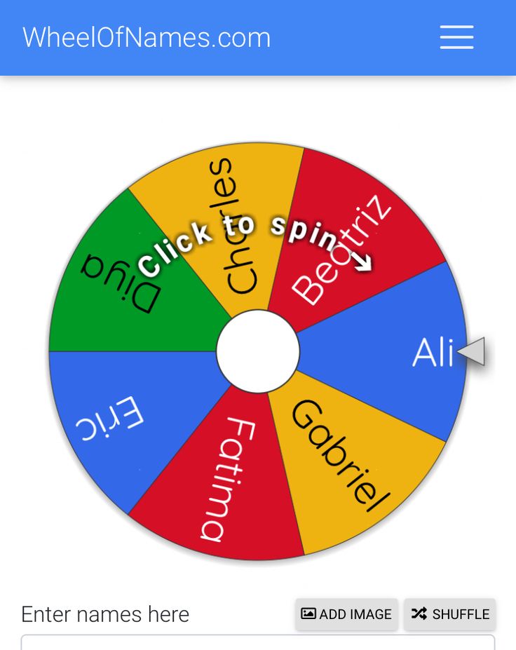 the wheel of names is displayed on an iphone screen, and it appears to be filled with