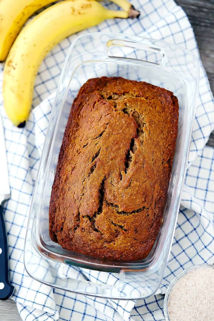 a loaf of banana bread sitting on top of a table