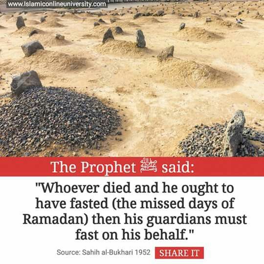 an advertisement for the project said whoever died and he caught to have tasted the missed days of raman then his guards must fast on his