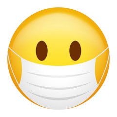 a smiley face with a medical mask on