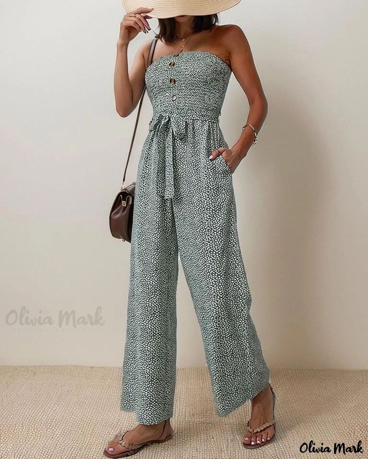 OliviaMark - Floral Jumpsuit Pants - Relaxed Fit Floral Print Jumpsuit, Floral Sleeve, Floral Jumpsuit, Printed Jumpsuit, Jumpsuit Trousers, Sleeveless Jumpsuits, Sophisticated Style, Effortless Style, Pant Jumpsuit