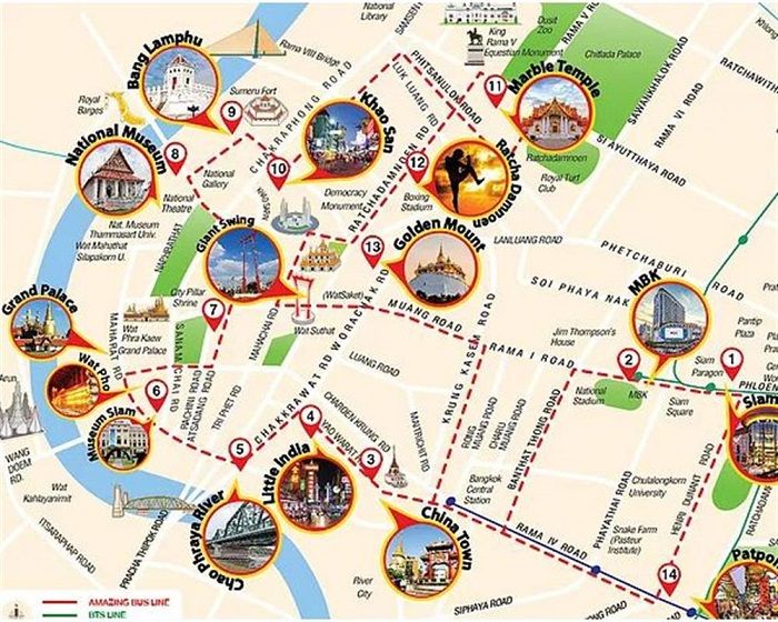 a map with all the major tourist attractions