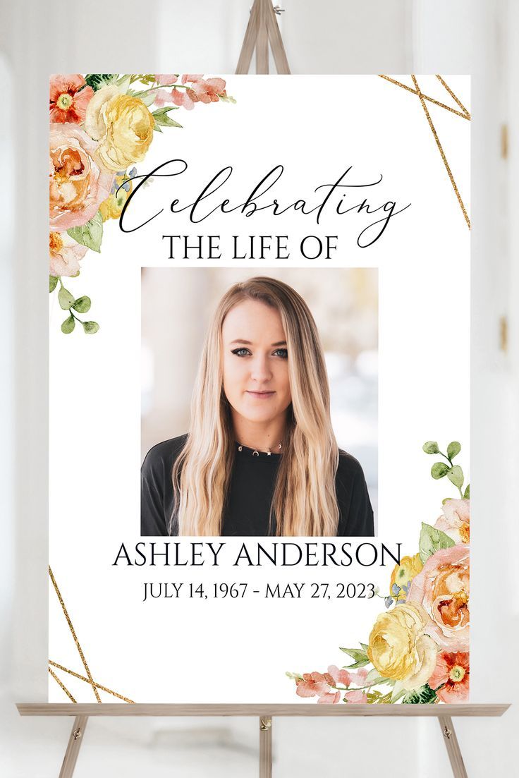 Celebration Of Life Welcome Sign, Elegant Floral Funeral Welcome Sign ...