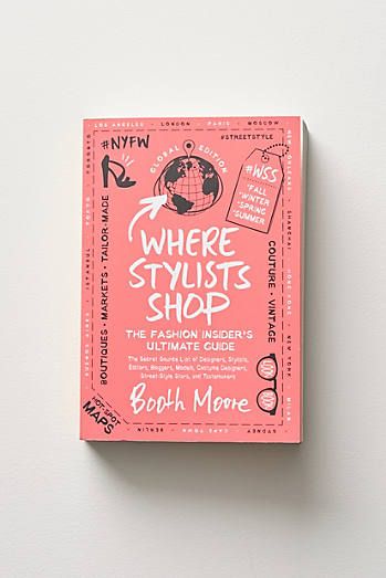 a pink book with the title where stylists shop written in white on it