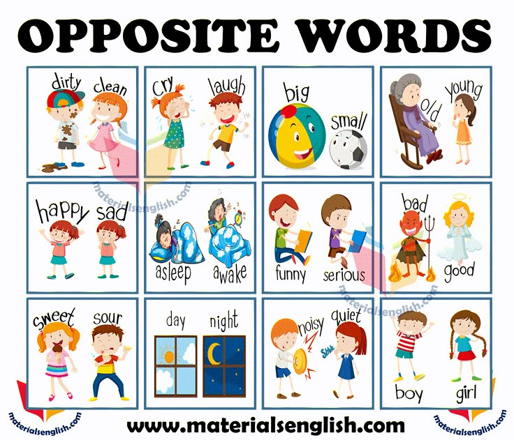 Opposite Words | Opposite words, Opposite words for kids, English ...