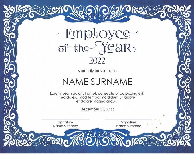 Employee of the YEAR Editable Template Editable Award Employee | Etsy ...