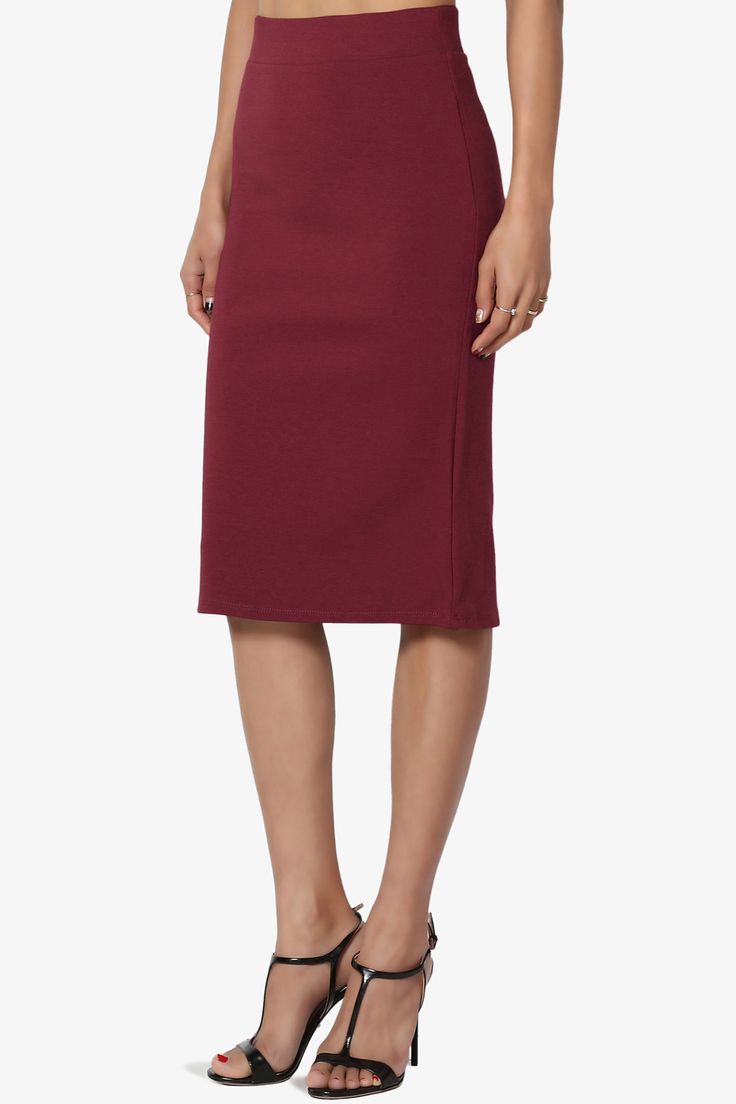 Office Ponte Stretch Knit Elastic High Waist Knee Pencil Midi Skirt – TheMogan Office Pencil Skirt In Solid Color, Chic Midi Pencil Skirt With Lining, Chic Solid Color Mini Pencil Skirt, Chic Mini Pencil Skirt Solid Color, Elegant Fitted Solid Color Skirt, Office Solid Color Pencil Skirt, Elegant Stretch Skirt With Solid Color, Elegant Stretch Solid Color Skirt, Classic Knee-length Pencil Skirt For Party