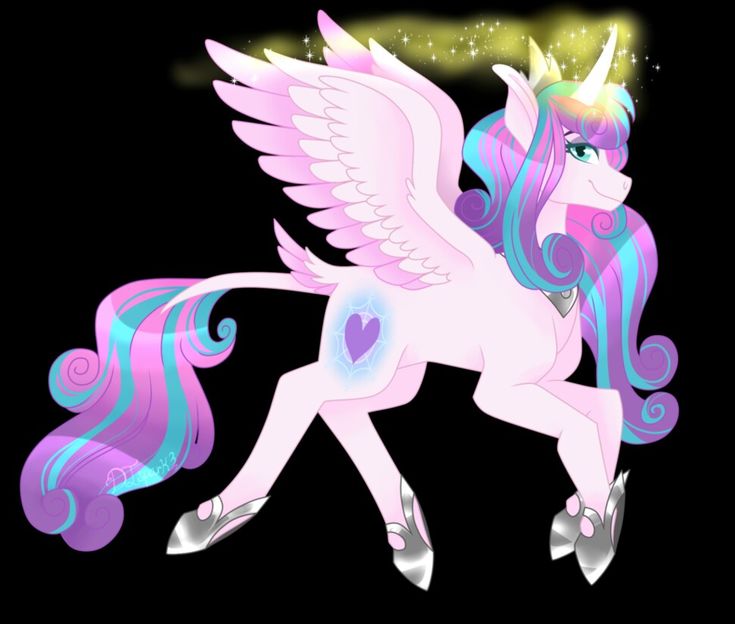 a pink and blue pony with wings on it's back legs, in front of a black background