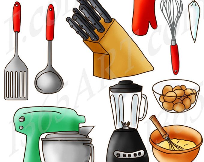 Baking Ingredients Clip Art Watercolour Kitchen Art Download Food Clip ...