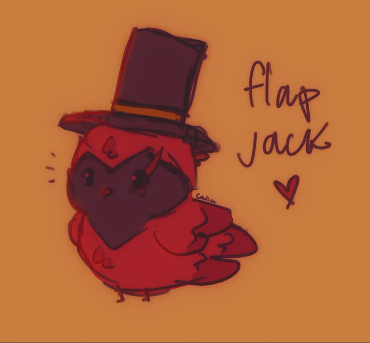 a red bird wearing a top hat with the words slap jack written on it