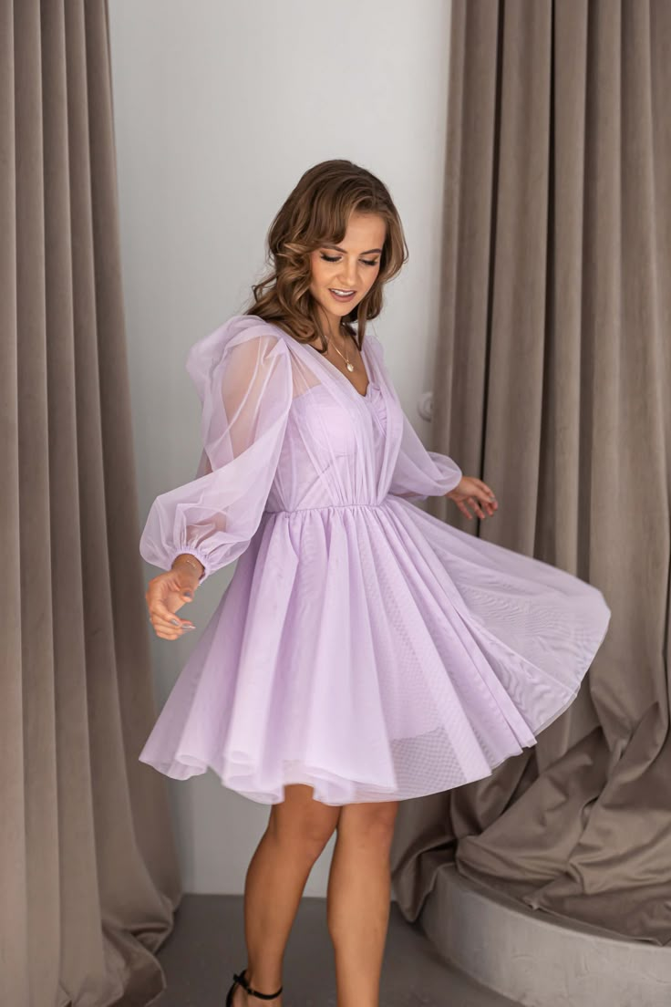 Lavender Tulle Evening Dress For Party, Lavender Organza Prom Dress, Evening Lavender Tulle Dress, Sheer Tulle Mini Dress With Sweetheart Neckline, Lavender Organza Wedding Dress, Lavender Tulle Dress With Sweetheart Neckline, Tulle Mesh Dress For Weddings And Prom Season, Spring Lavender Tulle Dress, Sheer Mini Dress With Sweetheart Neckline For Wedding