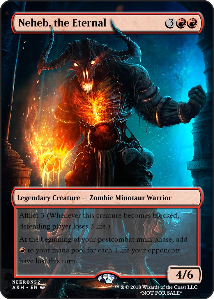 a card with an image of a demonic creature in the background and text that reads nechel, the eternal