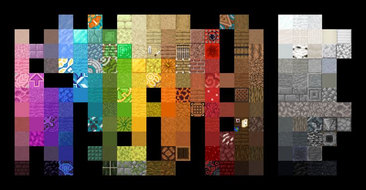 an array of different colored squares on a black background