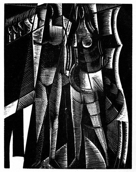 black and white drawing of two women standing next to each other