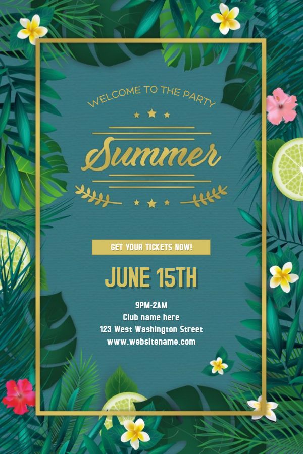 Summer party flyer social media post design template. | Party poster ...